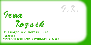 irma kozsik business card
